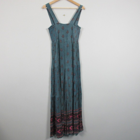 Natural Life Jumpsuit Women S Green Blue Floral Wide Leg Rayon Tank Casual 358 - Picture 2 of 11